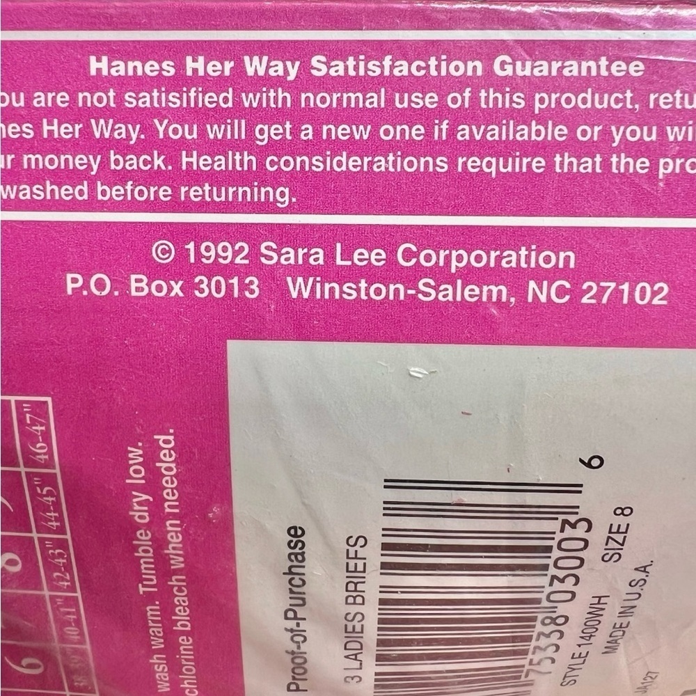 Vintage Woman’s Hanes Her Way White 100% Cotton Briefs 3 Pack Size 8 NOS 1992 - Picture 5 of 5